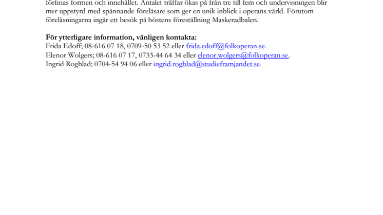 Folkbildningen fortsätter på Folkoperan