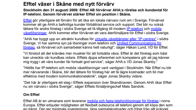 Efftel växer i Skåne med nytt förvärv