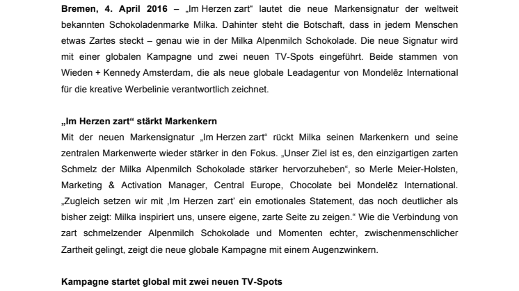 „Im Herzen zart“ – Milka startet neue globale Kampagne 