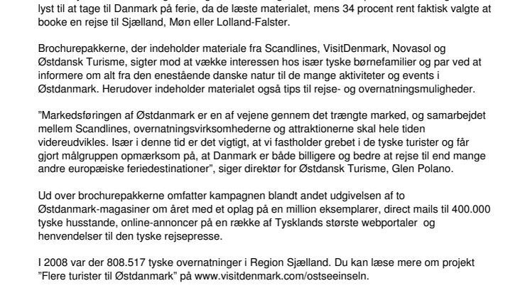 Turistsamarbejde lokker tyskere til Østdanmark