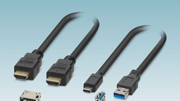 Kretskortskontakter och patchkablar av USB typ A och typ C samt HDMI typ A
