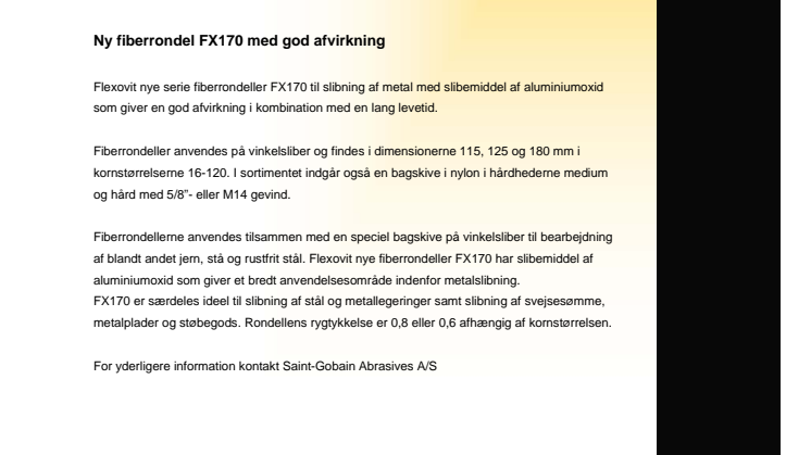 Ny fiberrondel FX170 med god afvirkning