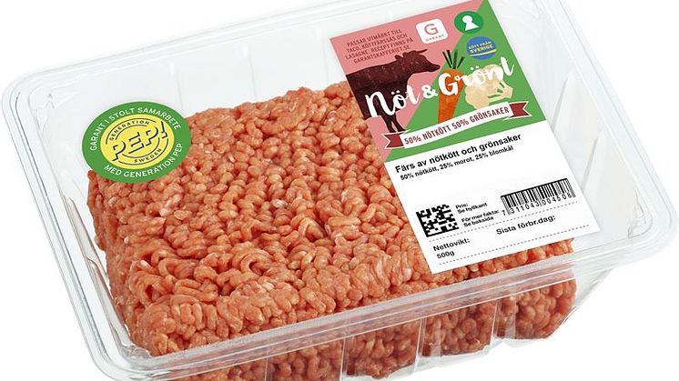 Axfood och Garant lanserar den första färsen av 50 procent nötkött och 50 procent grönsaker