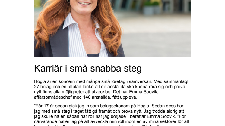 Karriär i små snabba steg