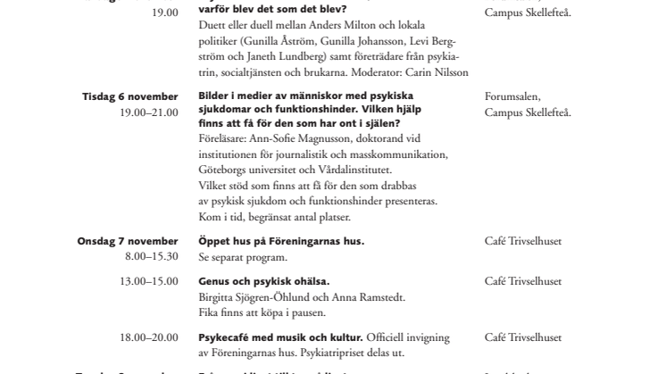 Program för psykeveckan 2007