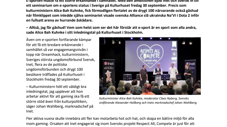”Vem som helst kan se att e-sport är en sport som alla andra”