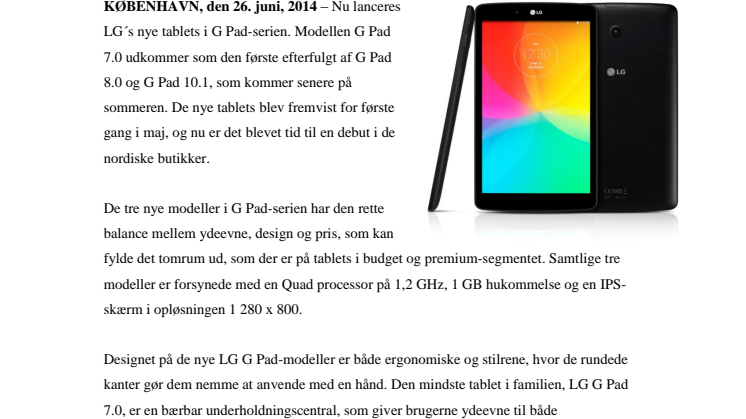 NYE TABLETS I LG´S G PAD-SERIE – LÅNER SMARTE FUNKTIONER FRA LG G3