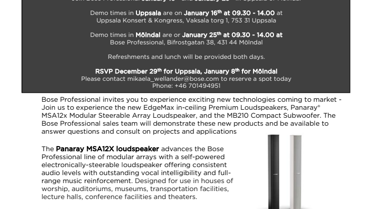 Join us to Hear New Technology from Bose!