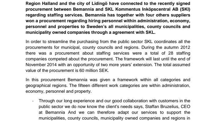 More connections are made between Bemannia and SKL Kommentus Central Purchasing Ltd