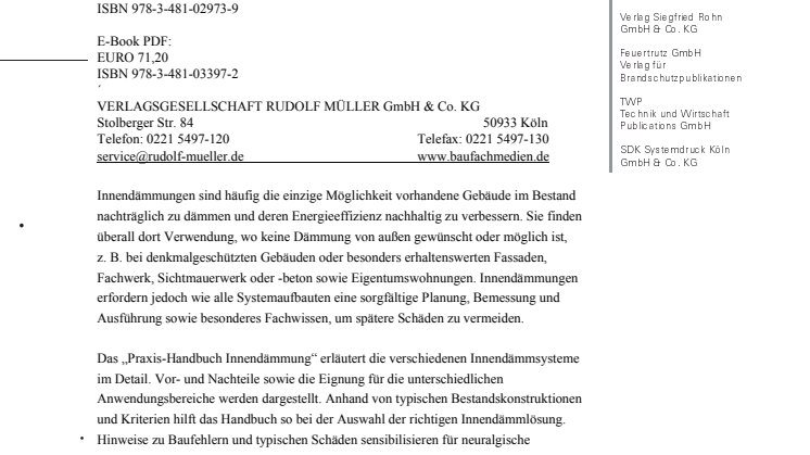 Praxis-Handbuch Innendämmung 