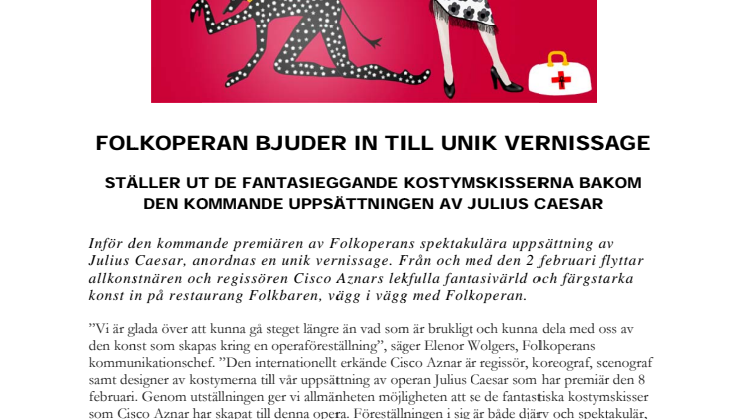 FOLKOPERAN BJUDER IN TILL UNIK VERNISSAGE 