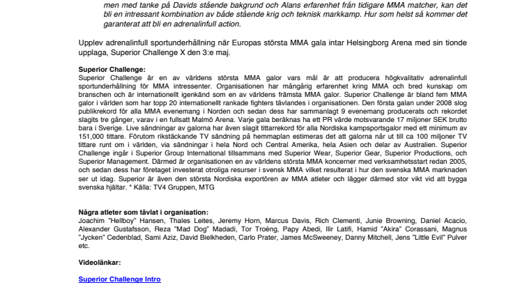 Glasnovic möter Carlos i Superior Challenge X Helsingborg