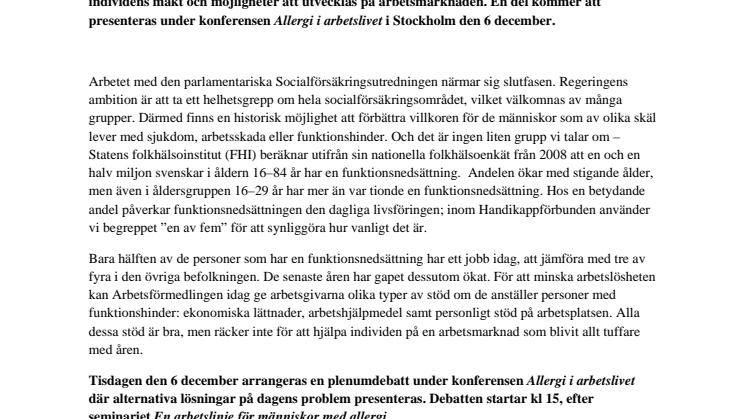 En arbetslinje för kroniskt sjuka