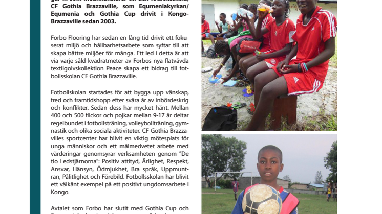 Forbo stöttar fotbollsskola i Kongo-Brazzaville