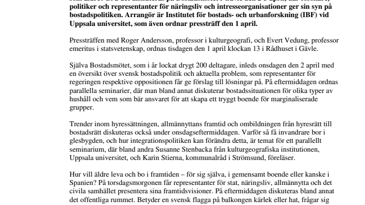 Aktuella bostadspolitiska frågor diskuteras i Gävle