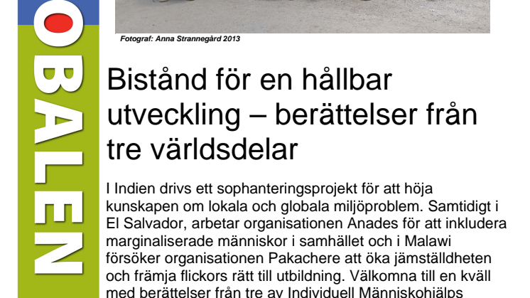 Bistånd för en hållbar utveckling – berättelser från tre världsdelar
