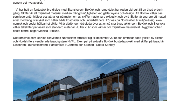 BoKlok ingår ramavtal med Nordskiffer
