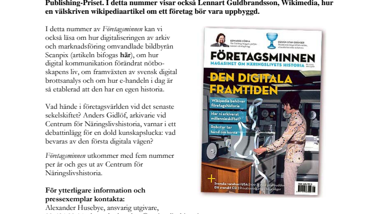 Första Företagsminnen för 2013 nu utkommen!