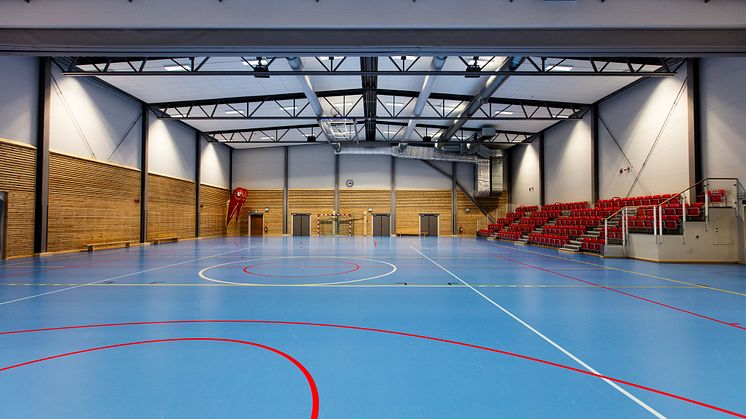 Interiör från Storvreta idrottshall, Uppsala. 