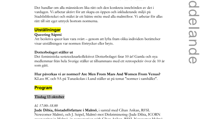 ​HBTQ-vecka på Stadsbiblioteket 12–18 oktober