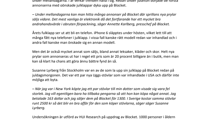 Fulklappshandeln 2014: Två av tre svenskar har fått julklappar som de aldrig använt