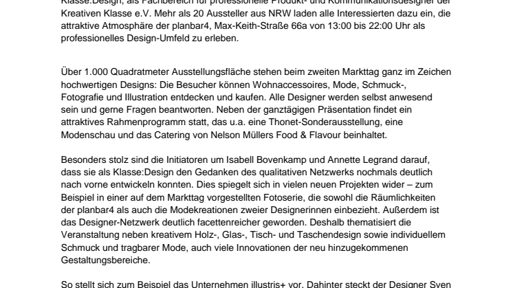 Die Klasse:Design präsentiert den „Markttag 2014“ in der planbar4!