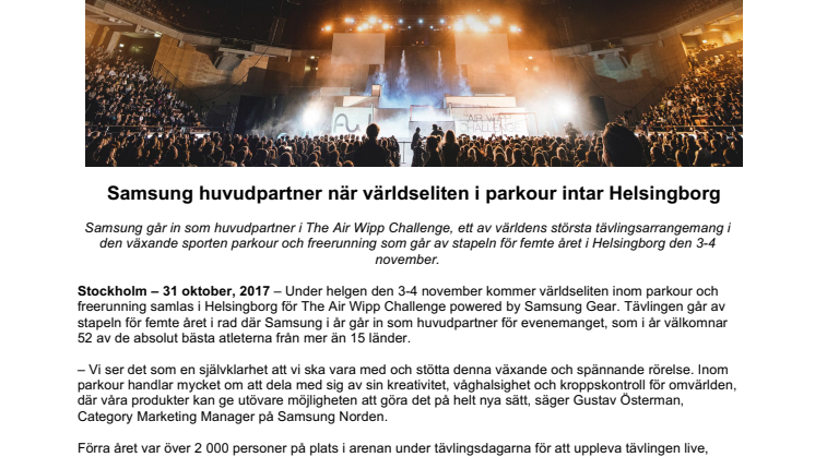 Samsung huvudpartner när världseliten i parkour intar Helsingborg