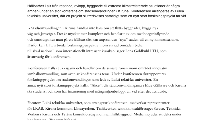 Pressinbjudan - LTU:s forskning lägger grund till stadsomvandling