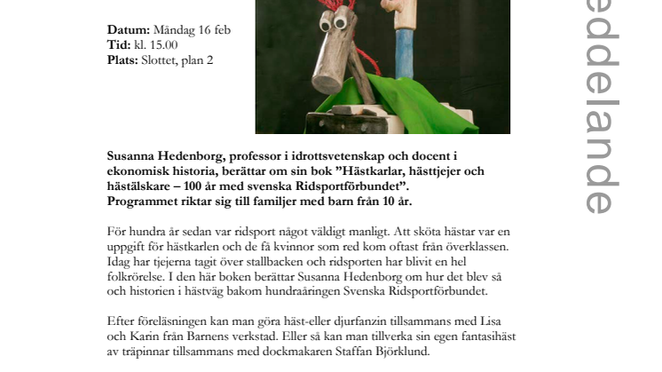 ​Familjeprogram: Hästkarlar, hästtjejer, hästälskare 