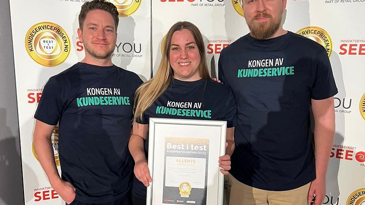 Jonas Wisting Lynnes (Project & Execution Manager), Elina Marie Vlachou-Pedersen (Customer Loyalty Manager) og Marius Gundelsby (Customer Operations Manager) hos Allente
