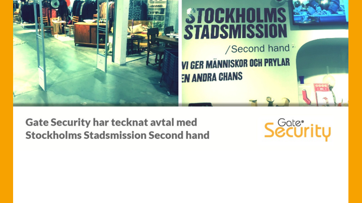Gate Security har tecknat avtal med Stockholms Stadsmission Second hand