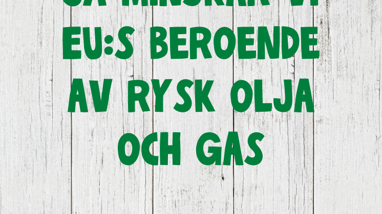 Så minskar vi EU:s beroende av rysk olja och gas
