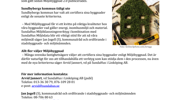Ny utgåva av SundaHus Miljöklassningsverktyg