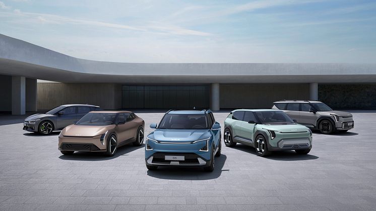 Kia EV6, Kia Concept EV4, Kia EV5, Kia Concept EV3 och Kia EV9.