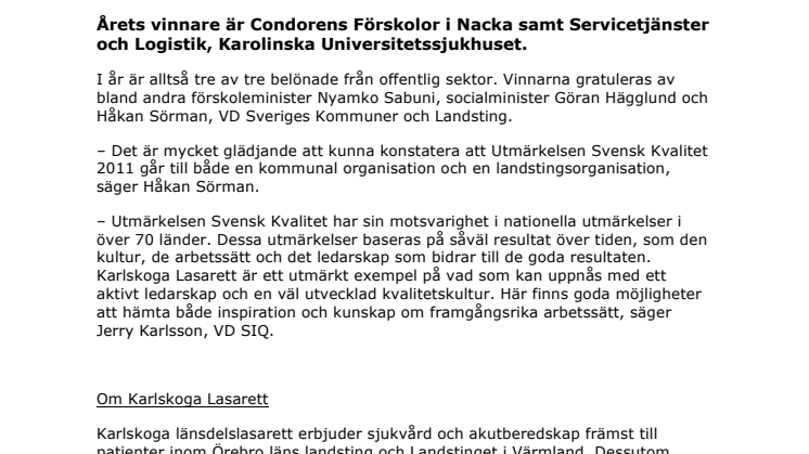 Offentlig vårdgivare prisas för god kvalitet
