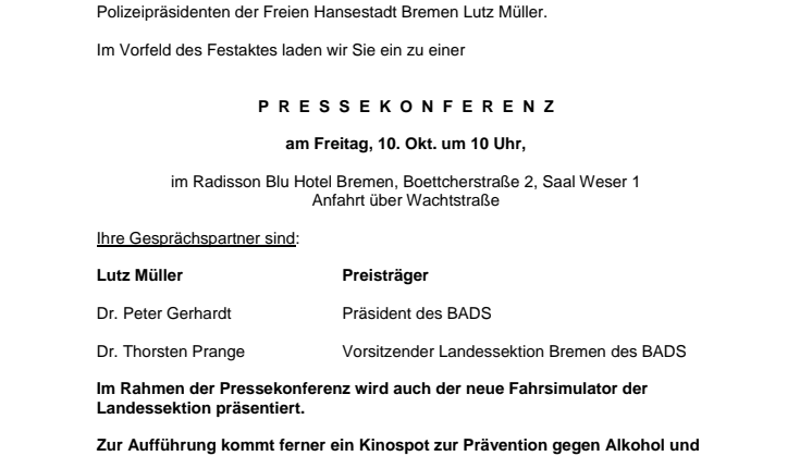 Einladung zur PRESSEKONFERENZ