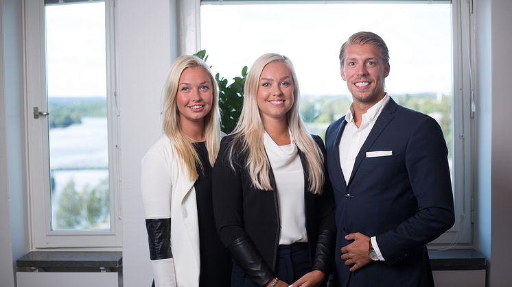 Professionals Nord expanderar, ledningsgruppen fr.v  Linnea Lindberg Regionchef Södra Norrland, Moa Markgren Regionchef Norra Norrland och Mattias Matsson VD och grundare. 