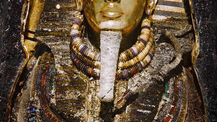 Tutankhamuns begravningsmask i original. Foto: Dynamichrome. 