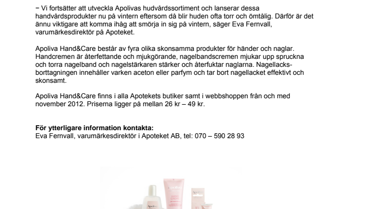 Ta hand om dina händer i vinter med Apoliva Hand&Care
