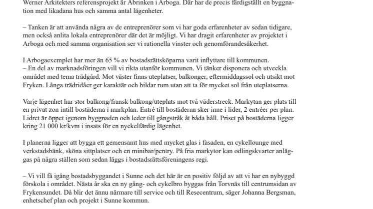 Flerbostadshus i 3 längor planeras på Torvnäs i Sunne