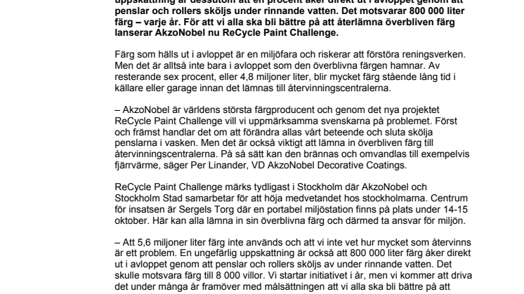 Sökes: 5,6 miljoner liter målarfärg – AkzoNobel lanserar ReCycle Paint Challenge