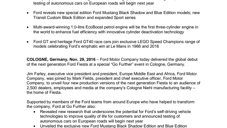 Ford afslører ny Fiesta - og meget mere - ved Go Further 