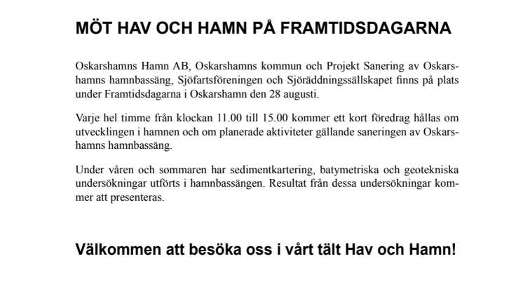 Möt Hav och Hamn på Framtidsdagarna i Oskarshamn