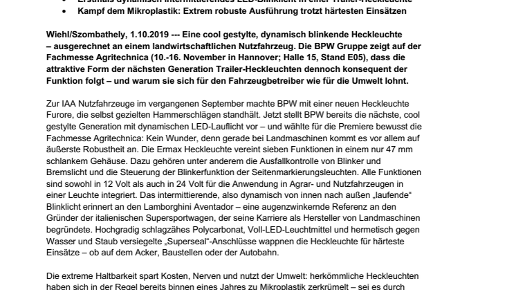 Unkaputtbar – und ziemlich cool: Neue Generation „hammerharter“ Ermax-Heckleuchten jetzt mit LED-Lauflicht