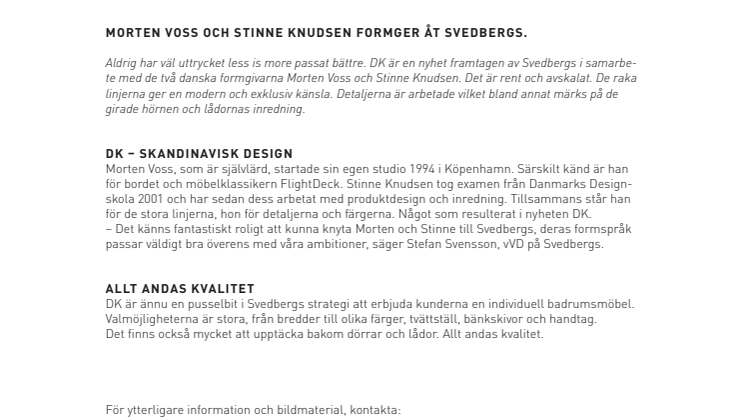 Morten Voss och Stinne Knudsen formger åt Svedbergs
