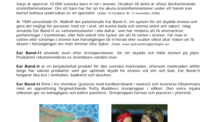Ear Band-It®  -  Optimalt skydd för öronen vid sim och bad