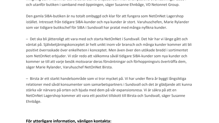 Premiär för NetOnNet i Sundsvall 