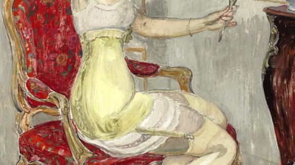 Gerda Wegener- Ung pige ved toiletbord, 1924. Signeret. Olie på lærred. 94 x 67 cm. Vurdering- 175.000-200.000 kr.