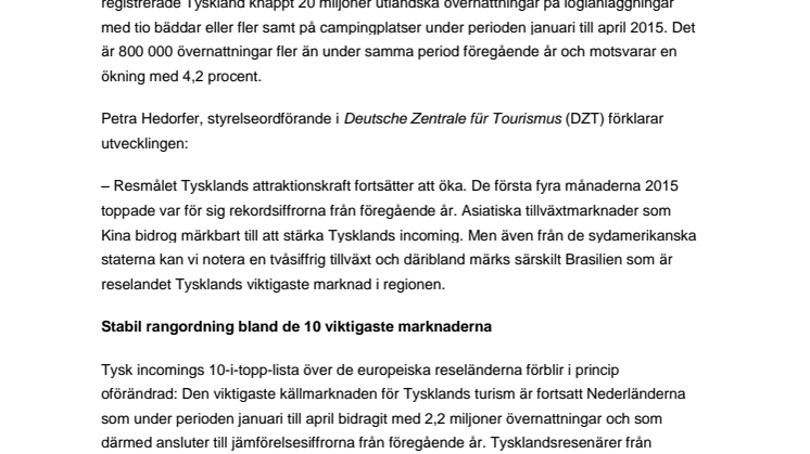 Incomingturismen växer med 4,2 procent