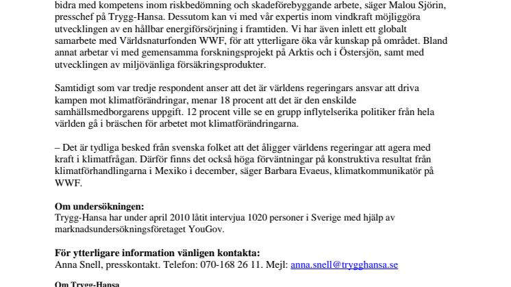 Sveriges regering bör gå först i kampen mot klimatförändringarna